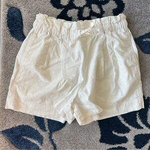 white uniqlo linen paper bag short